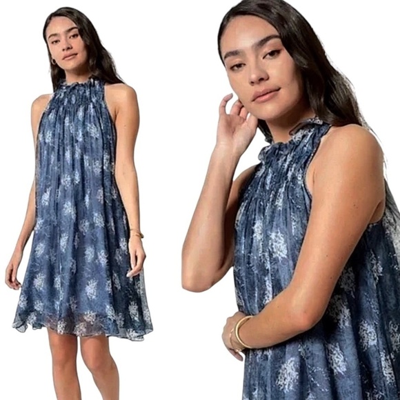 Joie Thelen Blue & Gray Baltic Print Flowy Sleeveless Mini Dress - Picture 3 of 15